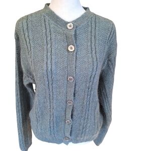 L.L. Bean Women's Cable Knit Button-Up Sweater - Light Green